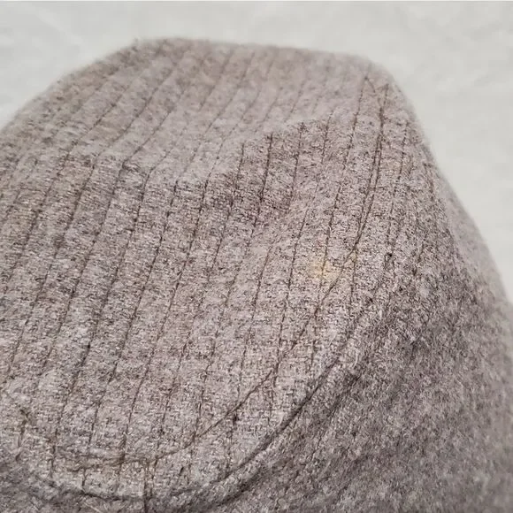 𝅺VINTAGE Totes Wool Felt Tan Gray Striped Lined Fedora Hat Extra Large